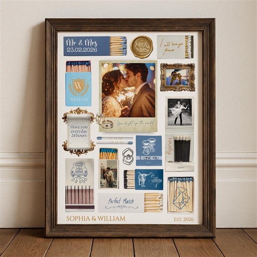 Custom Couple Matchbook Template, Editable Canva Printable Wall Art, Retro Wedding Anniversary Gift, Elegant Couple Keepsake - Etsy