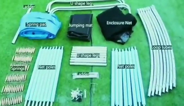 Simple Deluxe Trampoline for Kids with Safety Enclosure Net 14FT Wind Stakes 400LBS Weight Capacity Outdoor Backyards Simple Deluxe Trampolines with Non-Slip Ladder for Children Adults Family