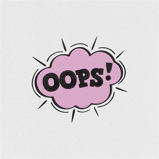 Oops Embroidery Design, Funny Comic Bubble, Cartoon Word Art (digital Download) - Etsy