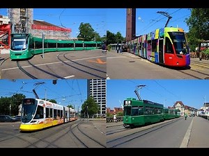 [Tram Basel] BVB Basel und BaselLandTransport Triebwagen auf verschiedenen Linien in der Stadt