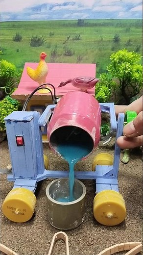 Mini hand pump water science project with concrete turtle shaped mixer & tractor#ytshorts