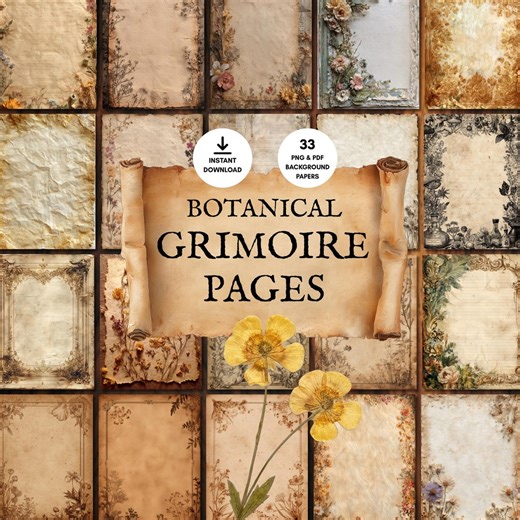 Blank Grimoire Pages, Download Spell Pages, Botanic Book of Shadows Paper, Printable Witchy Backgrounds - Etsy