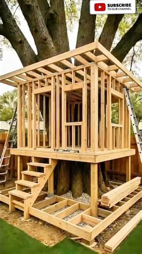 Abandoned Shack Around Giant Tree Rebuilt Into Beautiful Treehouse |#shorts #home #timelapse