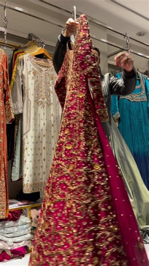 Burooj Bridal on Instagram: "Bridal Furshi lengha with contrast Golden Tissue lengha😍. For order and more details whatsapp us or DM….! - - - - #fashion #style #wedding #dress #bridal #love #beauty #fashionstyle #instafashion #shopping #outfit #ootd #dressmurah #moda #weddingphotography #weddinginspo #explore #uk #usa #canada #germany #instagood"