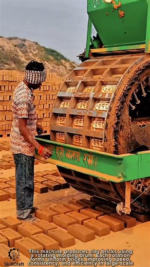 Brick Making Automatic Work Tool Using Clay Molding Machine #worktool