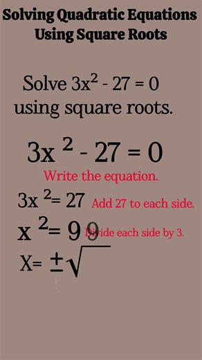 Solving Quadratic Equations Using Square Roots | Easy Step-by-Step Math#maths