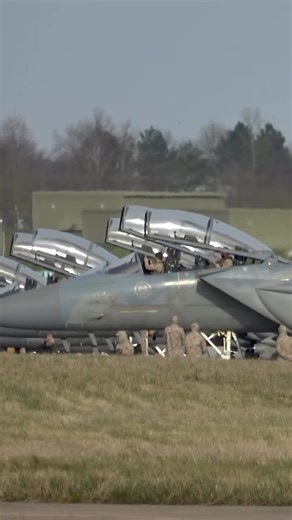 Check out the variable inlets move to the up position once the aircraft is shut down and the canopy opens #f15 #f15sa #f15eagle #cobrawarrior #saudiarabia fahad.rihan ahmedhader tmbf15sa | Military Update