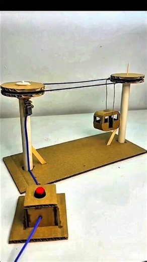How to make a Cable Car from Cardboard 🚠 #ytshorts #scienceproject #shorts #explore #diy