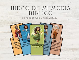 Bible Memory Game SPANISH | Match 54 Bible Characters | Printable Bible Pairs | Printable Bible Games | Church Bible Games - Etsy