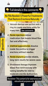 No Pills Needed: 5 Powerful Treatments That Restore Erections Naturally Struggling with ED but tired of pills? These proven non-oral treatments help improve performance, confidence, and intimacy—safely and effectively. #ErectileHealth #MensWellness #EDSolutions #SexualHealth #ConfidenceBoost | HealthVibe Daily