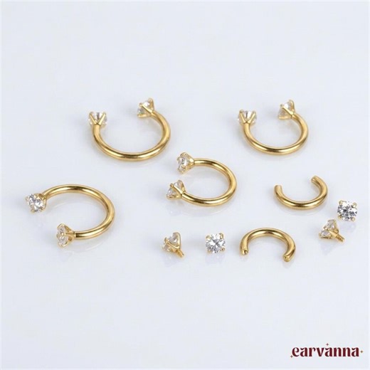 18G Internally Threaded Horseshoe Nose Ring, Half Hoop Rings, Conch CZ Earring, Helix Rook - Etsy