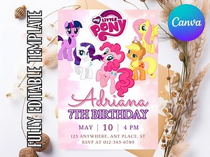 My Little Pony Birthday Invitation Template | Little Pony Birthday | Instant Download : Editable Girl's Party Invite (digital Download) - Etsy Canada