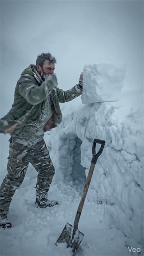 Building a Warm Ice Cave Shelter in Extreme Conditions ❄️🔥 #survival