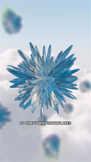 Cleo Abram on Instagram: "Why do all snowflakes have six sides? It starts with a dust particle in a cloud…water vapor sticks to it and the molecules eventually freeze! Every water molecule has a bent “V” shape making them lock together at fixed angles, building a hexagon! But that’s just at the microscopic scale… For more optimistic stories like this, subscribe! #shorts #science #snowflake #winter #snow"