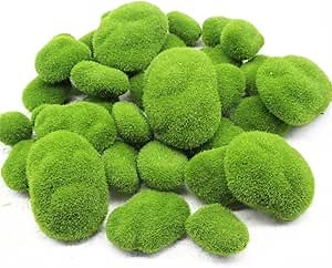 DoubleWood Artificial Moss Rocks Decorative, 35 Pcs Green Moss Balls, 5 Sizes, Fake Mosses Decor for Terrariums, Aquariums, Crafts, Floral Arrangements, Fairy Gardens, Plant Poted Decoration