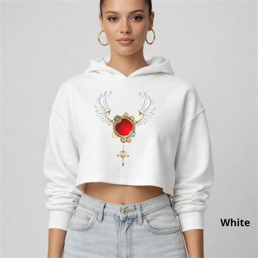 Steampunk Pocket Watch With Wings Crop Hoodie,clockwork Wings Top,mechanical Wings Shirt,dark Fantasy Art T-shirt,crop Hoodie Gift for Her - Etsy