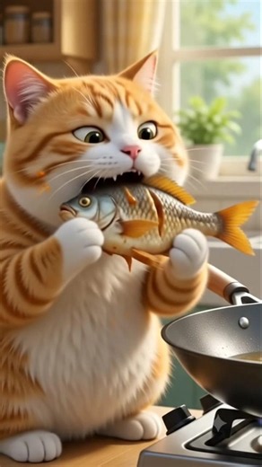Fat Cat Stole a Giant Fish! | Funny Cat Cartoon Story | #cat #pets #3danimation #viralvideo