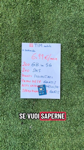 Passa a TIM! A partire da 6,99€/mese con: ✅ 200 Giga in 5G al mese 📞 Minuti illimitati e 200 SMS 🎁 Primo mese GRATIS Cosa aspetti? | Promo Tariffe Italia