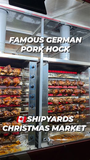 The Haxen Haus vendor offers authentic German pork hocks at the Shipyards Christmas Market in North Vancouver, which runs from November 28 to December 24, 2025. The market is located at 125 Victory Ship Way and has free admission. The market features various vendors, including Haxen Haus, selling traditional German-style food like pork hocks, sauerkraut, and mustard, along with local artisan gifts and seasonal treats. 🎄🎉✨️🎊 #shipyardschristmasmarket #germanporkhock #haxenhaus #christmasmarket