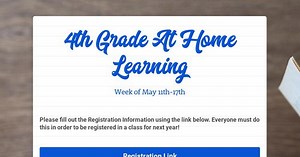 4th Grade At Home Learning