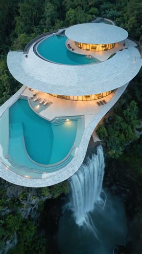 Inside the Most Insane Waterfall Home in the World | #construction #timelapse #outdoor