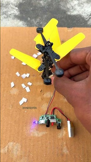 Four-Blade Mini Helicopter Propeller Powered by a Compact Helicopter Motor