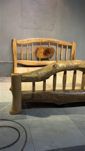 Log Earthquake-Resistant Bed Production Process|Natural Simplicity & Durability #woodworking #viral