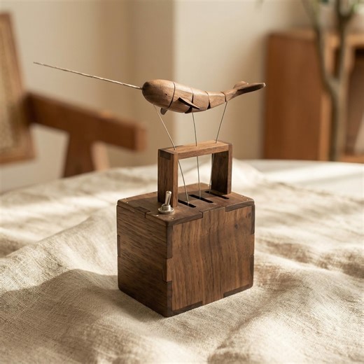 Wooden Whale Automata Music Box, Kinetic Narwhal Sculpture, Moving Desk Toy - Etsy