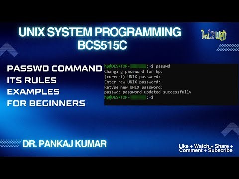 UNIX passwd & rules | Options & Examples for Beginners | UNIX System Programming | VTU | BCS515C