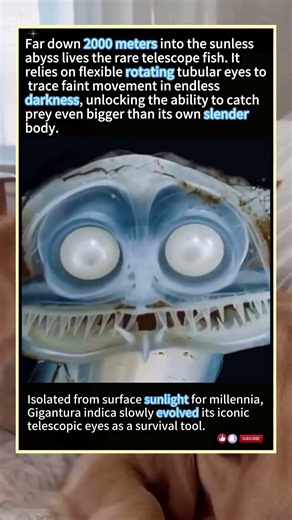 Hidden In Pitch-Black Deep Ocean: The Telescope Fish’s Extraordinary SurvivalSecret#wildlife#animals