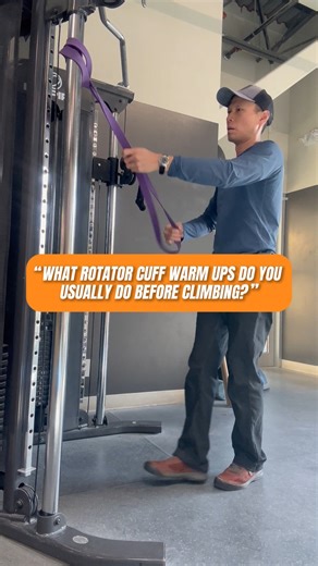 Insync Physiotherapy and RMT on Instagram: "Here’s a simple band routine you can add before your session. 🧗‍♂️ With the band placed overhead, do small pulsed movements while keeping tension. Repeat this in 4 angles. 💪 Each angle activates different parts of the rotator cuff and helps them work together, just like they do when you climb. 🎯 Want more climbing prep or shoulder tips? Drop a question below or send us a message! 💬 #vancouverphysiotherapy #burnabyphysiotherapy #insync #vancouverhea