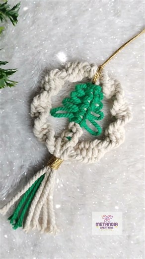 Macrame Christmas Tree | Easy DIY Christmas Ornament | #shorts #macrame #christmasdecoration #boho