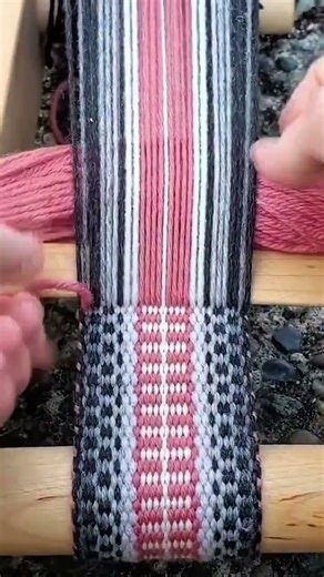 weaving thread and then making it into cloth that can be used to decorate clothes or just as a sash