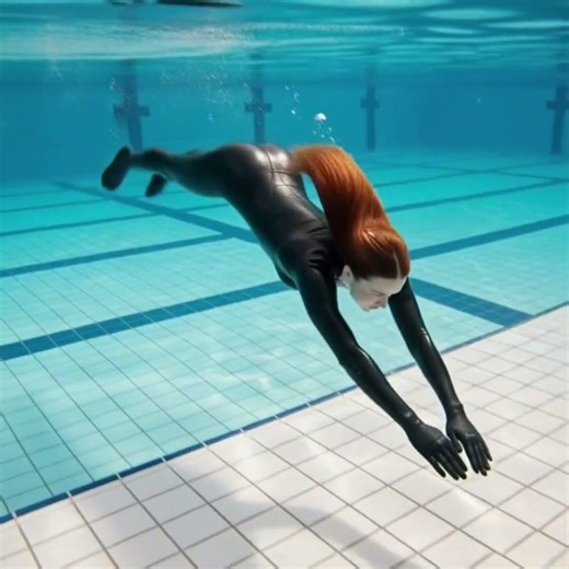 swimming underwater in a cat suit #underwater #catsuit #wetsuit #swimming #swimsuit #pool #sexy
