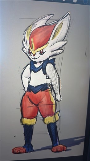 POKEMON ART REVEAL procreate [Cinderace] drawn 3d #art #pokemonfanart #pokemonart #pokemonartwork