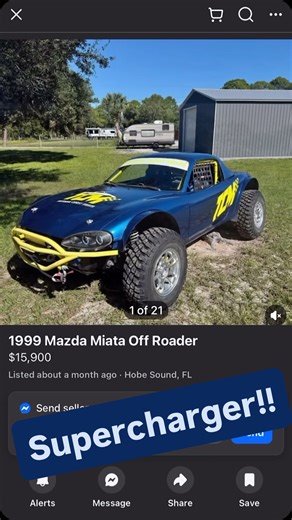Auto Market Finds on Instagram: "Off-road Miata that’s got a 2in life big tires and a supercharger to give it that extra power you were missing out on #miata #carsofinstagram #lifted"