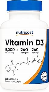 Nutricost Vitamin D3 5,000 IU (125mcg), 240 Softgels, GMO-Free | Gluten Free Vitamin D