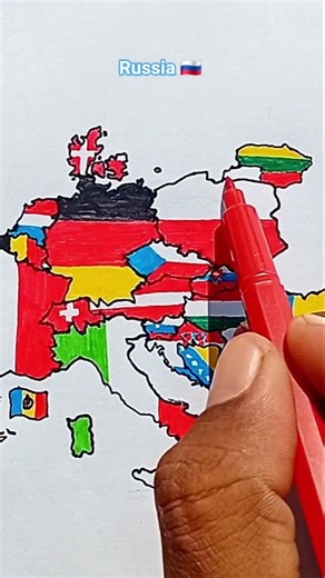 Draw Flag Map of Russia 🇷🇺 #russia #europe