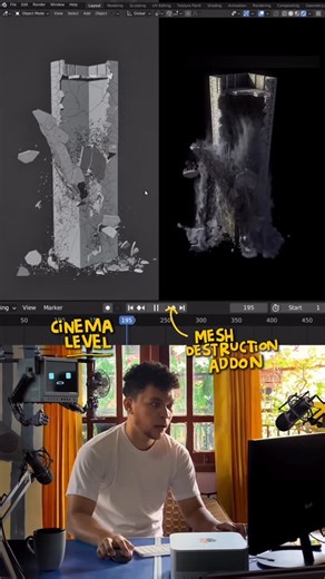 bowski. on Instagram: "RBDLab helps prepare destruction meshes, so simulations feel realistic, not chaotic 💥 #blender #b3d #3d"
