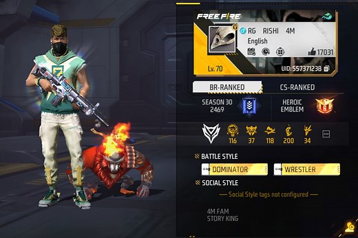 What is Rishi Gaming’s Free Fire ID? Stats, guild, rank, YouTube earnings, and more