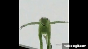 Kermit the frog jumps off a building after being triggered on Make a GIF
