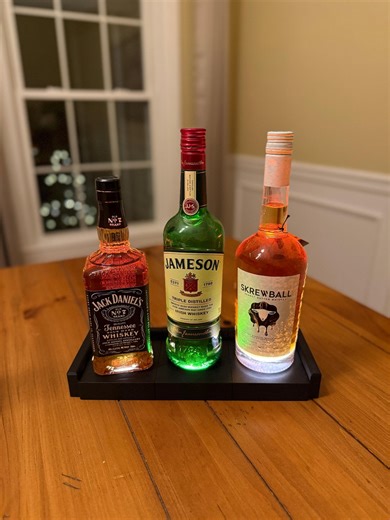 Illuminated Liquor Bottle Display - Expandable 3  Bottle Display | Lighted Whiskey Base for Home Bar, Man Cave Decor, Bar Shelf Accent - Etsy UK