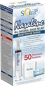 Squip Nasaline Nasal Rinsing Kit with 50 Premixed Saline Packets, One Color