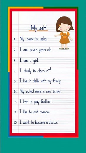 10 Lines on Myself in English | My Self Essay for Class 1-2 | Easy & Simple Essay #10linesessay