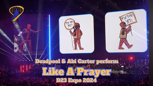 Deadpool, Lady Deadpool, and Dogpool Dance To Abi Carter Singing Like a Prayer at D23 2024