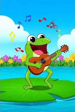 Funny Frog Singing with Guitar and Jumping Over the Pond | Cute Cartoon Video