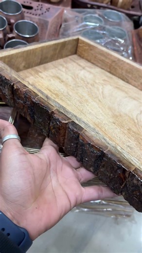 Bakkal Handcrafted Rectangular Wooden Serving Tray…