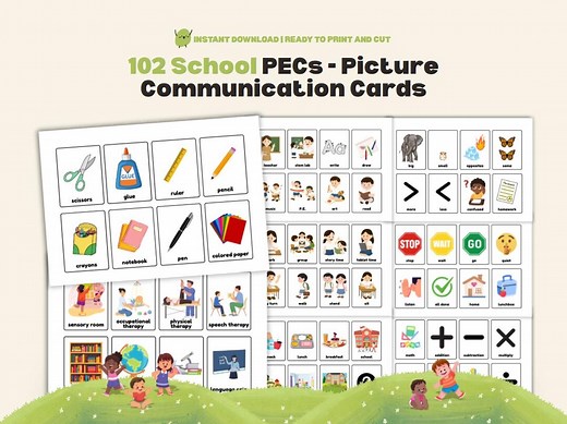 102 School Pecs Nonverbal Communication Cards Autism Visual Aid Printable Picture Flashcards for Home, School, or Therapy - Etsy UK