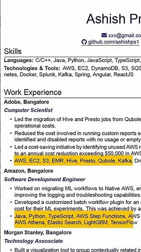 Resume that got me interviews at Amazon, Google & Microsoft