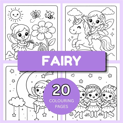 Fairy Colouring Pages for Kids, Printable Fairy Coloring Book, Fantasy Coloring Sheets, Kids Activity Pages, Instant PDF Download - Etsy